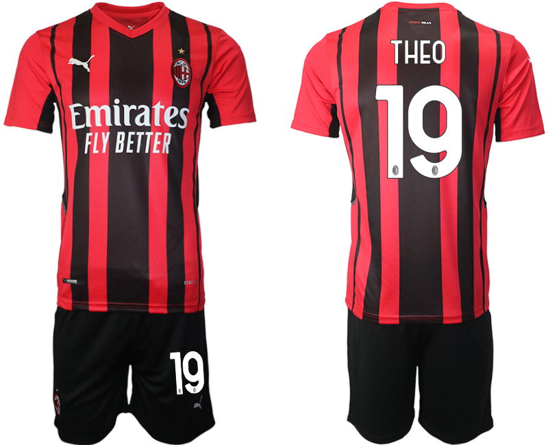 Men 2021-2022 Club AC Milan home red #19 Soccer Jersey